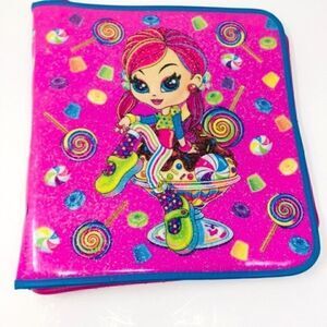 Vintage 90s Lisa Frank 3 ring binder pink glitter Y2K